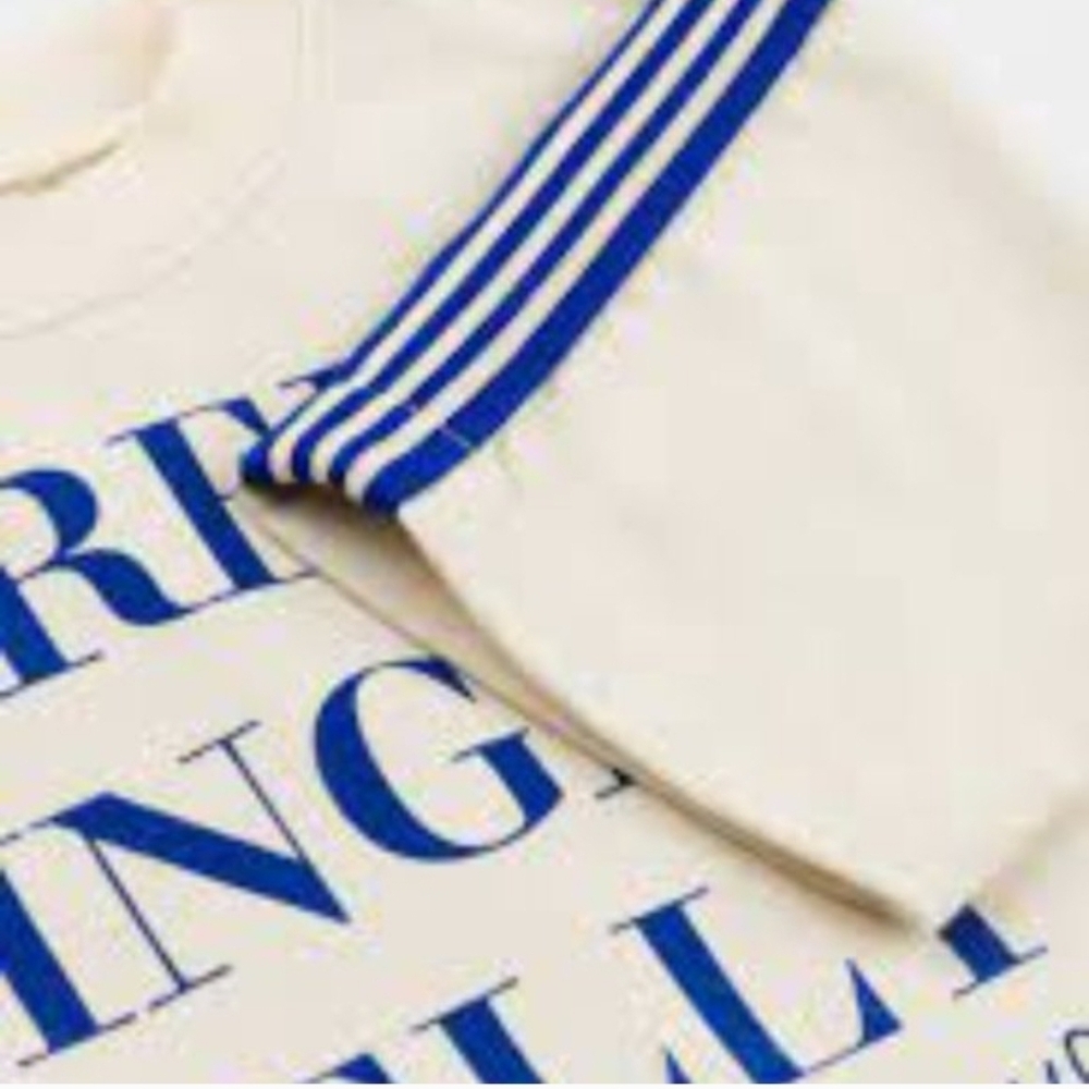 Bobo Choses Cream and Blue Short Sleeve Tee - Picture 2 of 12